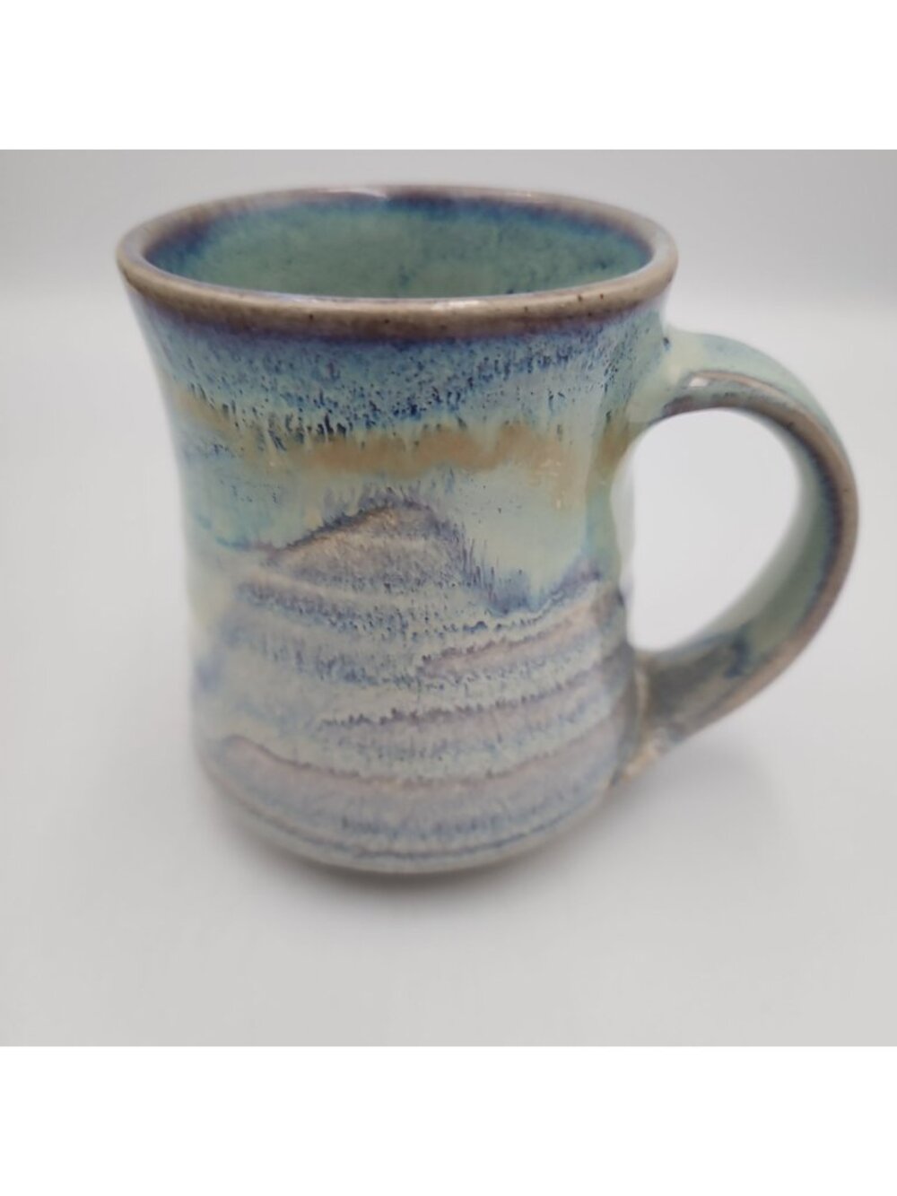 Rare Bird Stoneware Earthenware Handcrafted Pottery Mug Cup Blue artist Signed